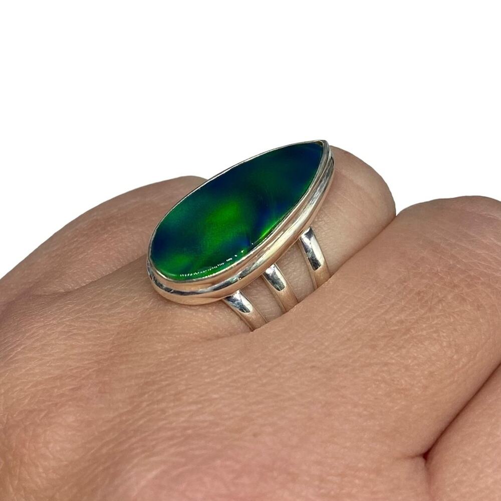 Aura Fire Opal Ring Solid Sterling Silver 925 Sto… - image 6